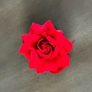 Dark Red 4" Rose Large Silk Flower Floral Alligator Hair Clip Brooch Elastic Tie